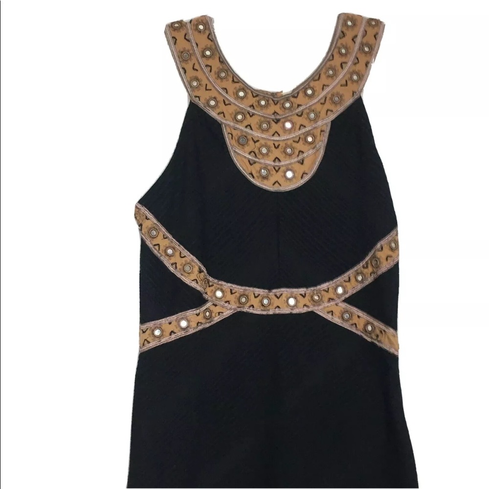 Free People Aztec embroidered Black Mini Dress S - Picture 2 of 8